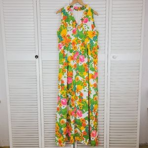 Vintage Montgomery Ward Colorful Floral Maxi Dress